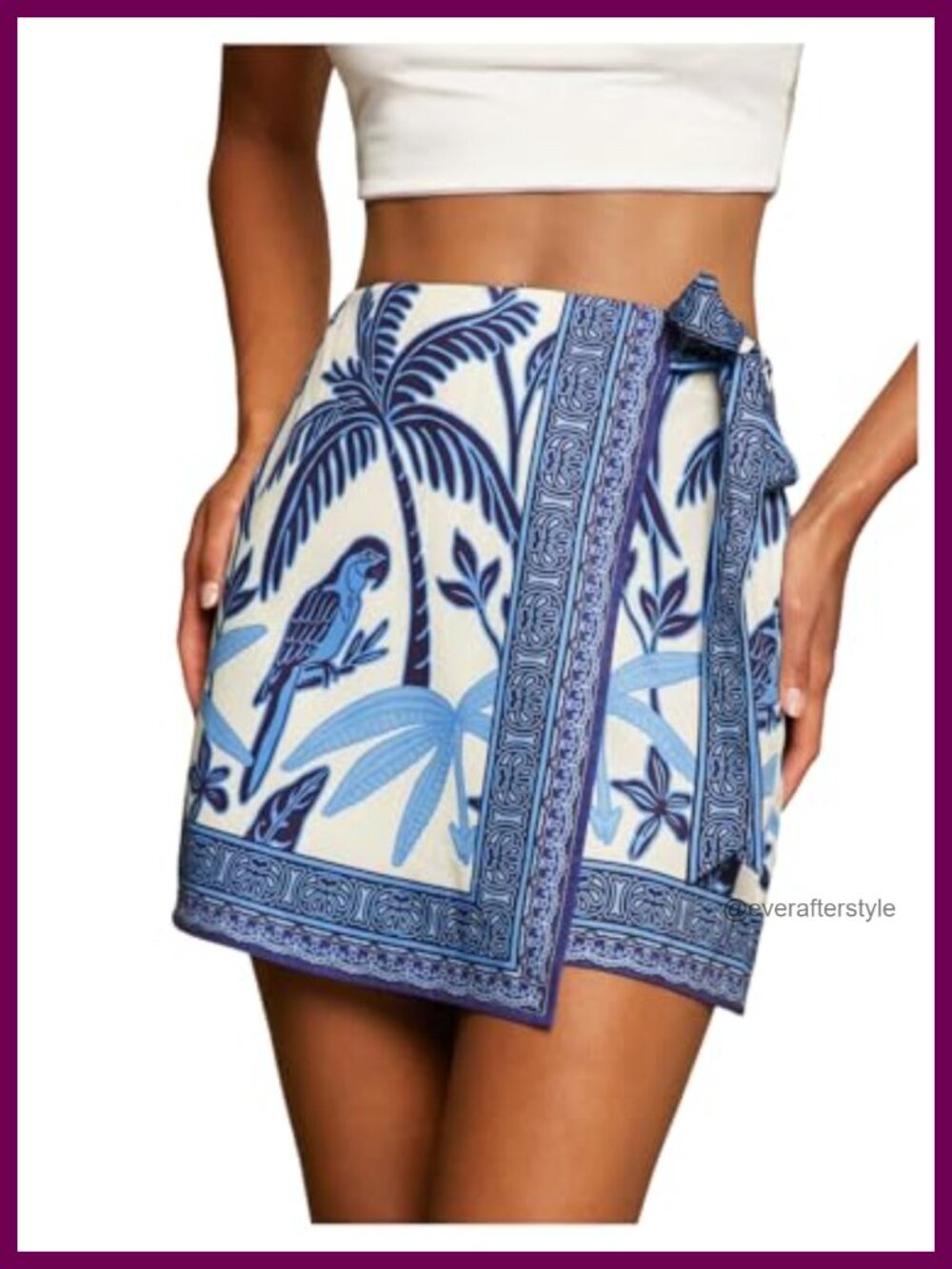 Women's Boho Starfish Ocean Print Wrap Mini Skirt Polyester A-Line Vacation